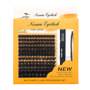 Kit de extensión de pestañas DIY para el hogar, racimos de pestañas con adhesivo sellador, pestañas segmentadas en racimo, pestañas postizas con efecto wispy, racimos de pestañas con pinzas - Product Image 1