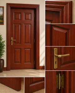Puerta Moderna de Madera de Caoba Sólida, Puerta Interior y Exterior Elegante y Duradera, Acabado Liso, Tamaño Personalizado, Marco Resistente, Calidad Premium para Hoteles - Product Image 6
