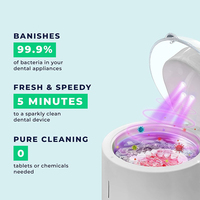 Nettoyeur de prothèses dentaires à ultrasons, machine de nettoyage de rétention électrique haute fréquence 42kHz avec 3 lumières UVC pour usage domestique