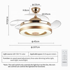 Thông minh quạt trần ánh sáng điều khiển từ xa Kit Loa thông minh quạt trần với đèn Alexa mờ tương thích phòng khách - Product Image 3