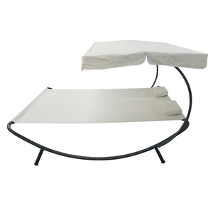 Double chaise longue d'extérieur avec coussin à baldaquin Chaise longue <span class=keywords><strong>de</strong></span> relaxation <span class=keywords><strong>Salon</strong></span> <span class=keywords><strong>de</strong></span> <span class=keywords><strong>jardin</strong></span> imperméable Capacité <span class=keywords><strong>de</strong></span> charge <span class=keywords><strong>de</strong></span> 200 kg - Product Image 1