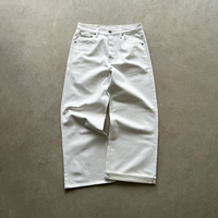 Pantalon en jean YAXI personnalisé blanc cassé pour homme, coupe décontractée, jambe large et ample, style baggy, idéal pour un look urbain décontracté