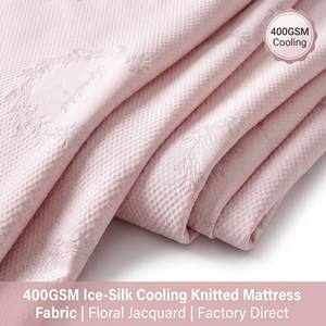 Tessuto per Materasso Rinfrescante in Seta Ghiaccio 100% Poliestere Tricot 400GSM, Direttamente dalla Fabbrica |   Elegante Materasso OEM Jacquard Floreale <span class=keywords><strong>Rosa</strong></span> con Motivo a Ghirlanda - Product Image 1