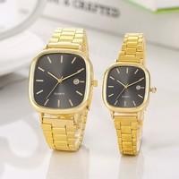 Montre de couple 2 pièces/ensemble, montre carrée tendance pour homme, montre à quartz analogique, montres de travail pour homme, cadeau, reloj hombre, sans boîte