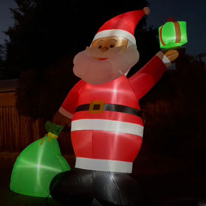 Décoration gonflable géante de Père Noël à visage noir de 12 pieds, 16 pieds, 18 pieds avec sac cadeau complet - Product Image 3