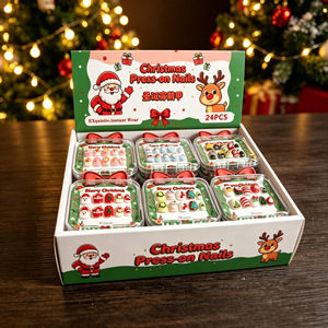 Faux ongles de Noël pour enfants, design flocon de neige, arbre de Noël, canne à sucre, réutilisables, amovibles, cadeau de Noël pour enfants - Product Image 4