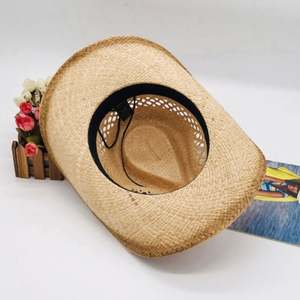 Sombreros de Vaquero Fedora de Rafia Teñida Estilo Western, Novedad de Verano 2020, Sombreros de Paja de Rafia al por Mayor - Product Image 6
