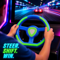 Volant de simulateur de course d'arcade pour enfants, kit de jeu vidéo à monnayeur Crazy Car Switch bleu pour centre de jeux