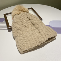 Bonnet tricoté personnalisé avec logo, tendance, en acrylique de haute qualité, chaud pour l'hiver, uni, avec pompon