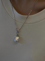 Chaîne à maillons en alliage de cuivre plaqué or de style punk 12-13mm collier pendentif à breloque en perles baroques naturelles