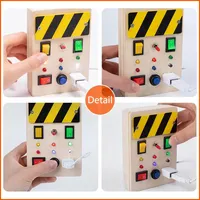 Mainan Sensorik Papan Sibuk Montessori Papan Kontrol Sakelar Lampu LED Kayu Mainan Fidget Permainan Perjalanan Pelatihan Berpikir Logis