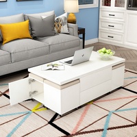 Table basse relevable moderne double usage, chaise de salle à manger pliable, design créatif simple pour petit appartement, salon, panneau en bois