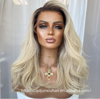 Perruques de cheveux humains ondulés de haute qualité, blond cendré ombré, avec dentelle frontale HD 13x6, sans colle, avec baby hair, prêtes à porter