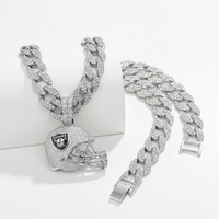 Collar para Hombre con Colgante de Casco de los Raiders, Serie Personalizada con Diamantes, Estilo Hip Hop Europeo Americano, Deportivo, PD3177