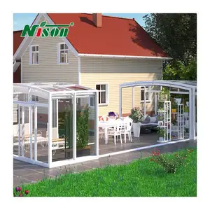 Kaca rumah taman mandiri lipat aluminium menggerakkan kaca ruang matahari dapat digerakkan
