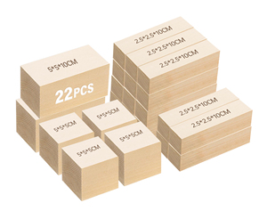 Juego de 24 bloques de tallado de tilo de madera maciza, diseño moderno, juguetes educativos hechos a mano para principiantes, modelos de tallado para niños - Product Image 1