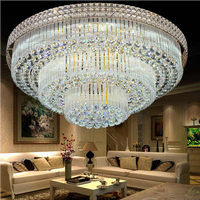 PLUS GRAND ÉCLAIRAGE En Gros Or Suspendus Cristal LED Lumières Suspendre Hall Rond Rectangulaire Lustre Plafonnier