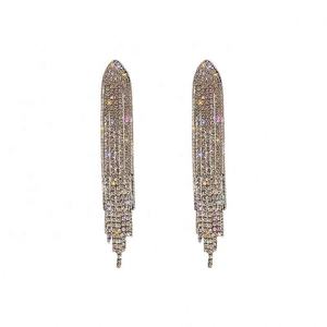 Boucles d'oreilles pendantes en argent S925 avec pompon, de luxe, haut de gamme, pour femmes, élégantes, personnalisées, accessibles, entièrement serties de diamants, tendance - Product Image 1