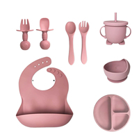 Ensemble de vaisselle en silicone pour bébé, 8 pièces, Kit de bols d'alimentation pour nourrissons, accessoires de repas pour tout-petits, fournitures pour mère et bébé