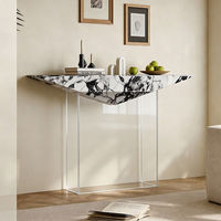 Table console flottante Joyan CT030, design moderne et luxueux, base en acrylique transparent vert, durable, imperméable, meubles de salon pour la maison