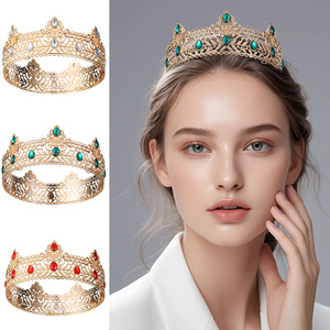 Corona de Metal Redonda para <span class=keywords><strong>Hombre</strong></span>, Chapada en Oro, con Circonitas de Agua y Pedrería, Marca Miss Etiquette NIANCAN, para Cumpleaños y Bodas - Product Image 4
