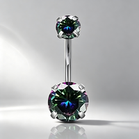 Accessoires de bikini : Piercing de nombril en zircon 5A et acier chirurgical 316L à filetage externe, bijou de corps pour soirée