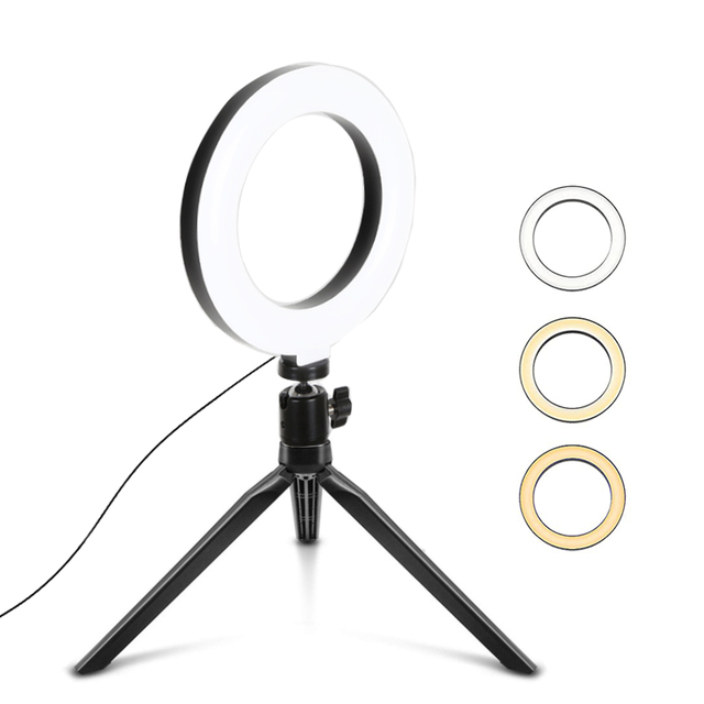 6" Factory Direct Mini Ring Light with Desktop Tripod USB Powered Portable Fill Light for Live Streaming Wholesale Selfie Light