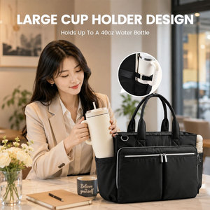 Custom Teacher Tote <strong>Bag</strong> for Women Work Puffer Quilted Laptop Travel Handbag with Cup Holder &amp; Zipper Gift for Nurse Bible - Product Image 6