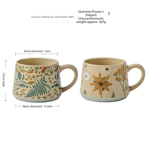 ถ้วยกาแฟเซรามิกแบบโบราณงานแฮนด์เมดลายดอกไม้รุ่นลิมิเต็ดอิดิชั่นคลาสสิกของขวัญวันหยุดสำหรับผู้หญิง - Product Image 4