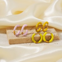 ACME-Pendientes de Aro de Cobre Latón con Incrustaciones de Circón Colorido, Esmalte Multicolor Pequeño para Mujer, Joyería de Moda