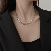 Collier court géométrique pour femme, style européen-américain, en bambou épais, hip-hop, perle simple, plaqué or, tendance et polyvalent