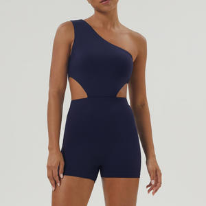 Aoyema da donna <span class=keywords><strong>monospalla</strong></span> Sexy e Slim Low Back reggiseno Yoga Fitness a compressione corta tuta sportiva 1 pezzo tuta da ginnastica atletica - Product Image 3