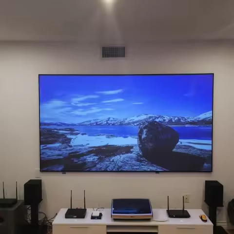 Best Selling TELON 4K PET Crystal UST Short Throw Projector 90" 120" Fixed Frame ALR Screen Ambient Light Rejection 16:9