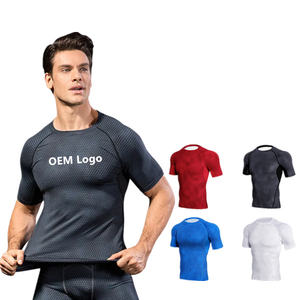 Logo <span class=keywords><strong>personnalisé</strong></span> respirant imprimé Logo hommes à manches courtes T-shirts Muscle Men Dry Fit Gym près du corps Sport <span class=keywords><strong>Tee</strong></span> <span class=keywords><strong>Shirt</strong></span> en gros - Product Image 1
