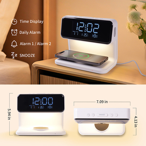 Lámpara <span class=keywords><strong>de</strong></span> Noche Moderna con Carga Inalámbrica <span class=keywords><strong>de</strong></span> 15W, Lámpara <span class=keywords><strong>de</strong></span> Mesa <span class=keywords><strong>de</strong></span> Lujo con Control Táctil, Lámpara <span class=keywords><strong>de</strong></span> Noche con Despertador y <span class=keywords><strong>6</strong></span> LED - Product Image 5