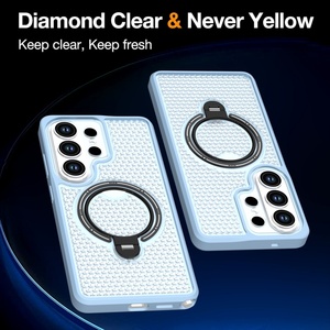 เคสโทรศัพท์แม่เหล็กแบบใหม่ ดีไซน์ด้าน พร้อมช่องระบายความร้อน สำหรับ Samsung S26 S25 Ultra A56 A08 A16 แบบ 360 องศา °   ฝาครอบกันกระแทกแบบมีขาตั้ง - Product Image 6