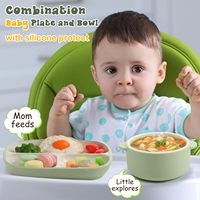 Ensemble d'alimentation pour bébé en céramique enveloppé de silicone sans BPA, personnalisable en gros, avec assiette et bol à ventouse anti-chute