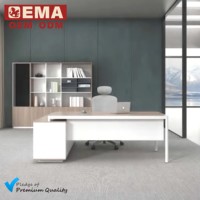Bureau de direction moderne et durable EMA, en MDF de haute qualité, avec pieds en métal épaissis, structure robuste, bureau de bureau