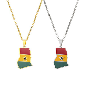 Collares <span class=keywords><strong>de</strong></span> Joyería <span class=keywords><strong>de</strong></span> Moda <span class=keywords><strong>de</strong></span> Acero Inoxidable Impermeables con <span class=keywords><strong>Mapa</strong></span> Nacional <span class=keywords><strong>de</strong></span> <span class=keywords><strong>Ghana</strong></span>, África Occidental, y Banderas, Venta al por Mayor para Mujeres y Hombres - Product Image 1