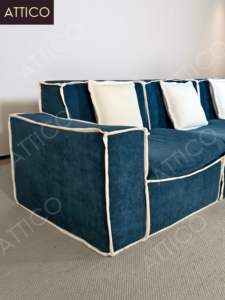 Canapé moderne en mousse bleu trois places en <span class=keywords><strong>tissu</strong></span> en boîte pour la maison meubles d'emballage sous vide canapé compressé <span class=keywords><strong>magique</strong></span> de salon - Product Image 3