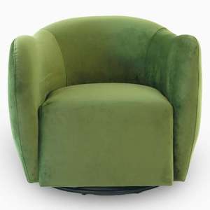 Fauteuil pivotant moderne Renee - Velours vert, portable et durable pour salon, chambre et salle à manger - Product Image 3