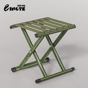 Tabouret pliant portable pour la pêche en plein air, chaise en acier au carbone vert armée 30x26x30cm - Product Image 2