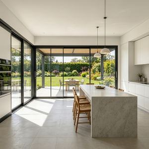 Puertas Corredizas Modernas de Aluminio DEEZON con Aislamiento Acústico para Interiores de Villas y Jardines - Vidrio Templado de Doble Acristalamiento para Ahorro Energético - Product Image 1
