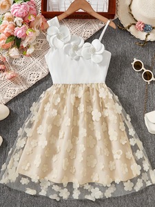 Nouvelle Collection 2025 Robe d'Été à Col Rond pour <span class=keywords><strong>Filles</strong></span>, Style Décontracté avec Dentelle et Couleur Unie - Product Image 5