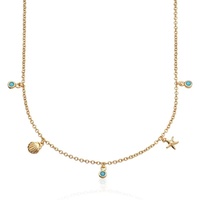 Collier de plage fin personnalisé Maimang, plaqué or 18 carats, argent sterling 925, coquillage turquoise, étoile de mer, bord de mer, pour femmes