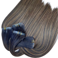Extensions de cheveux à clipser sans couture 100% cheveux humains Remy, lot de 7 pièces, double épaisseur, cuticules alignées, toutes couleurs, clips invisibles