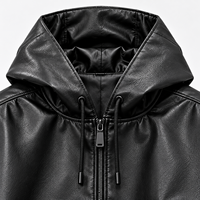 Veste en cuir PU noire à capuche pour homme, surdimensionnée, zippée, style bomber, streetwear, vêtements d'extérieur, OEM ODM