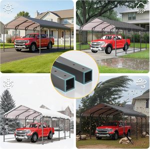 Abri de voiture <span class=keywords><strong>en</strong></span> métal ZJH, auvent robuste, toit ondulé, base renforcée, <span class=keywords><strong>garage</strong></span>/abri de voiture multi-usages pour camions, tracteurs - Product Image 5