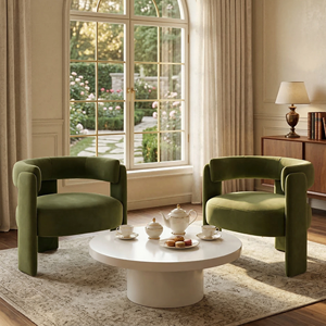 Poltrona Moderna in Velluto Verde Tosee, Disponibile negli USA, con Gambe in Legno Regolabili e Resistenti per <span class=keywords><strong>Soggiorno</strong></span> - Product Image 2