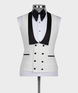 Abito da <span class=keywords><strong>uomo</strong></span> personalizzato 3 pezzi Slim Fit Jacquard <span class=keywords><strong>smoking</strong></span> con colletto a scialle pantaloni - Product Image 4